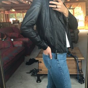 Black 100% leather biker jacket